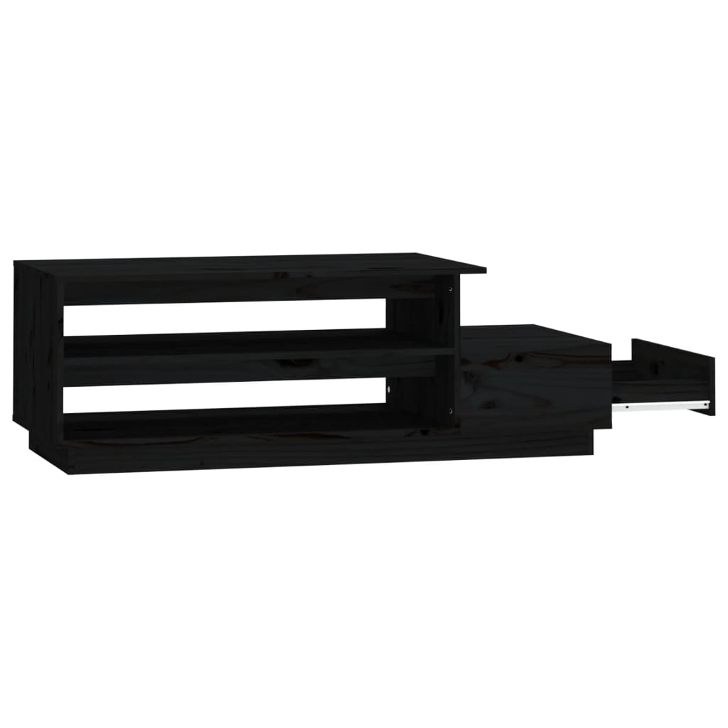 Tavolino da Salotto Nero 120x50x40,5 cm Legno Massello di Pino | homemem39