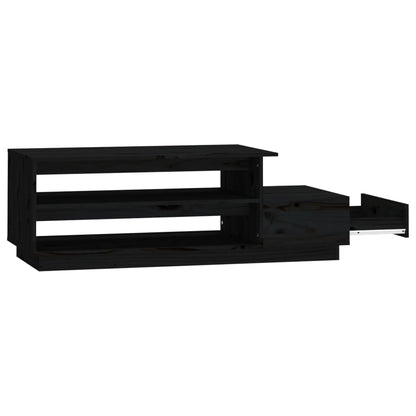 Tavolino da Salotto Nero 120x50x40,5 cm Legno Massello di Pino | homemem39