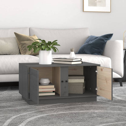 Tavolino da Salotto Grigio 80x50x40 cm Legno Massello di Pino | homemem39