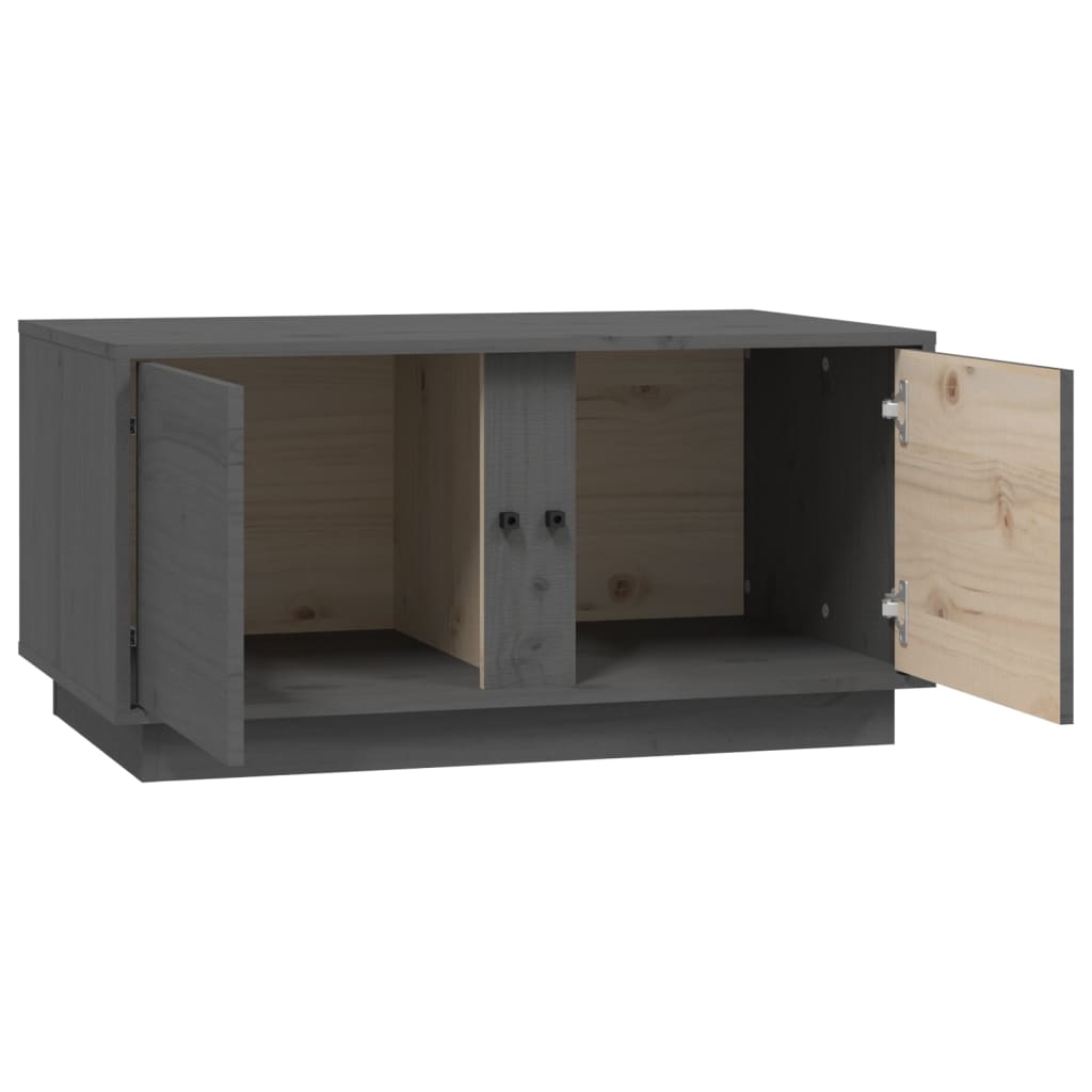 Tavolino da Salotto Grigio 80x50x40 cm Legno Massello di Pino | homemem39