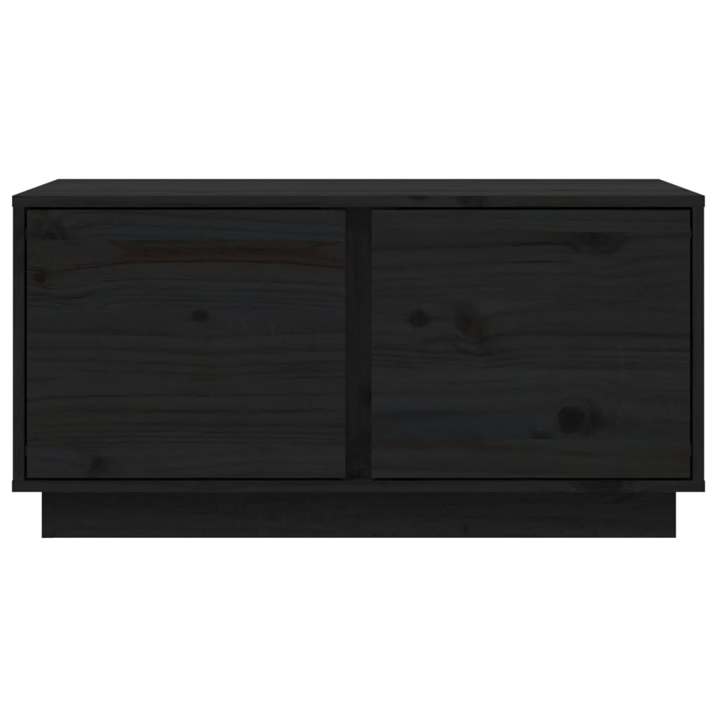 Tavolino da Salotto Nero 80x50x40 cm Legno Massello di Pino