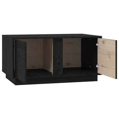 Tavolino da Salotto Nero 80x50x40 cm Legno Massello di Pino