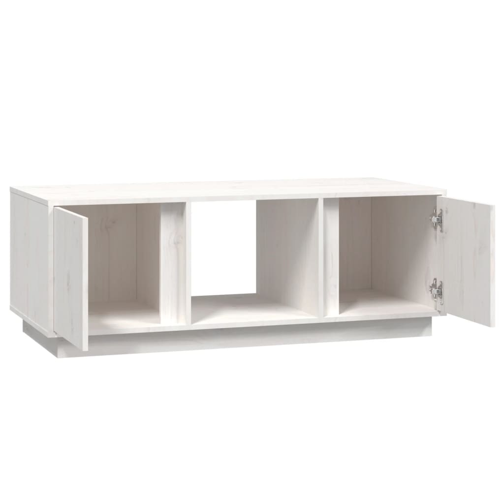 Tavolino da Salotto Bianco 110x50x40 cm Legno Massello di Pino | homemem39