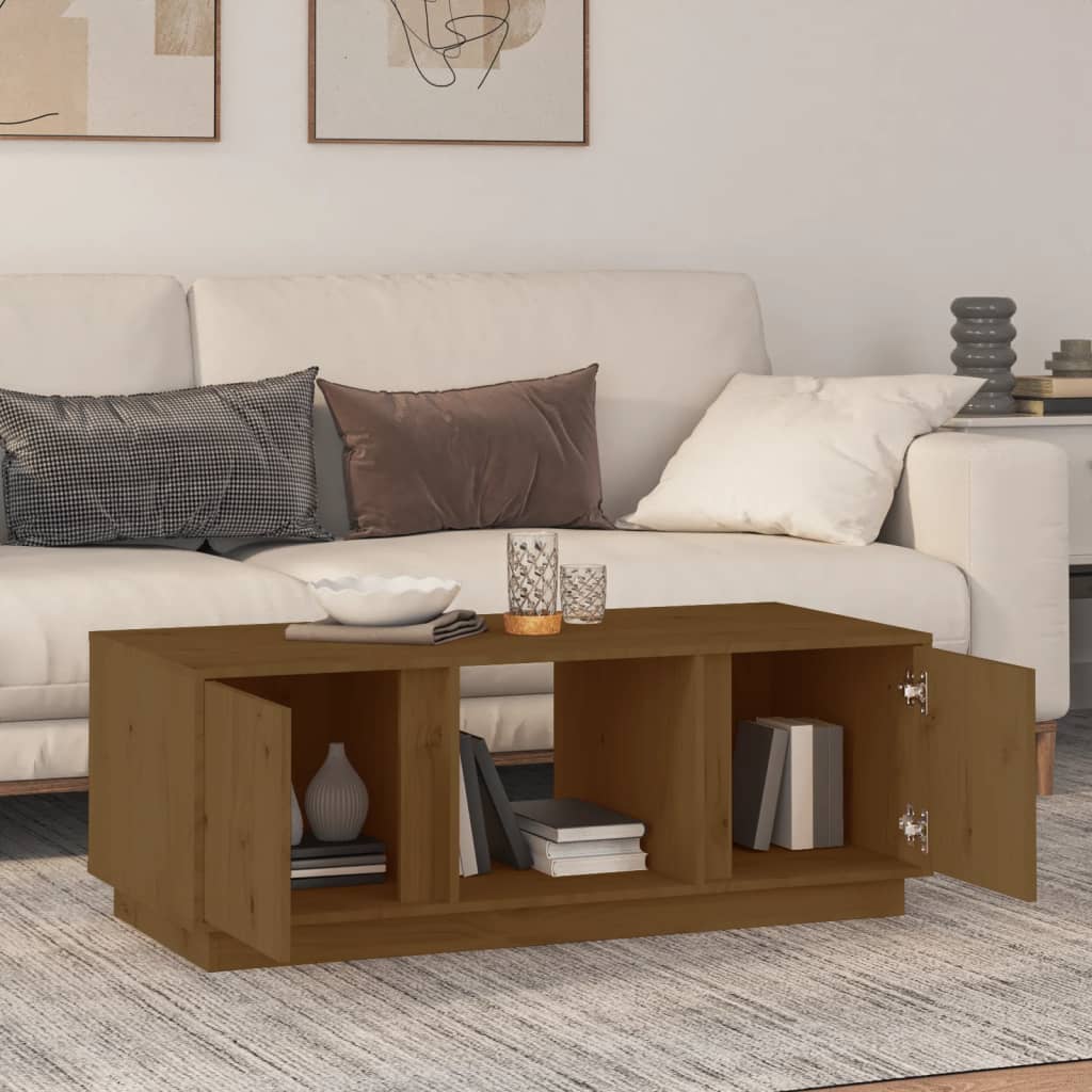 Tavolino da Salotto ambra 110x50x40 cm Legno Massello di Pino | homemem39