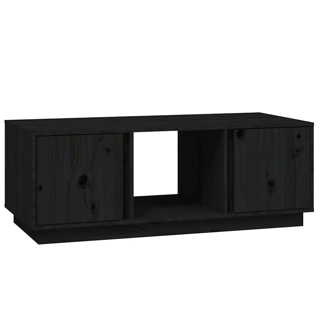 Tavolino da Salotto Nero 110x50x40 cm Legno Massello di Pino | homemem39