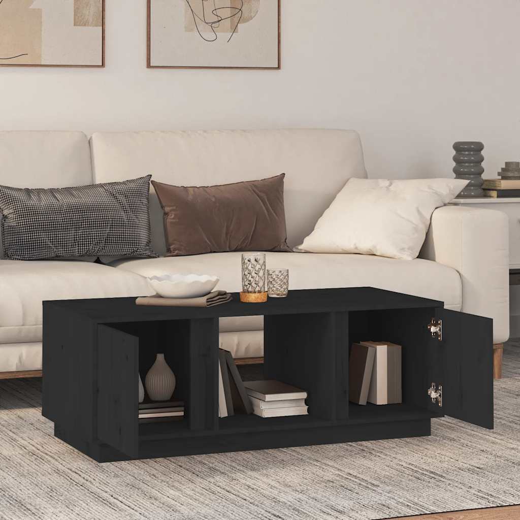 Tavolino da Salotto Nero 110x50x40 cm Legno Massello di Pino | homemem39