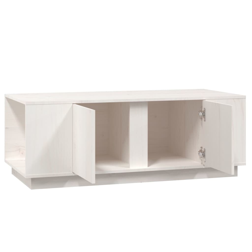 Tavolino da Salotto Bianco 110x50x40 cm Legno Massello di Pino | homemem39