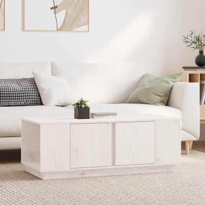 Tavolino da Salotto Bianco 110x50x40 cm Legno Massello di Pino | homemem39