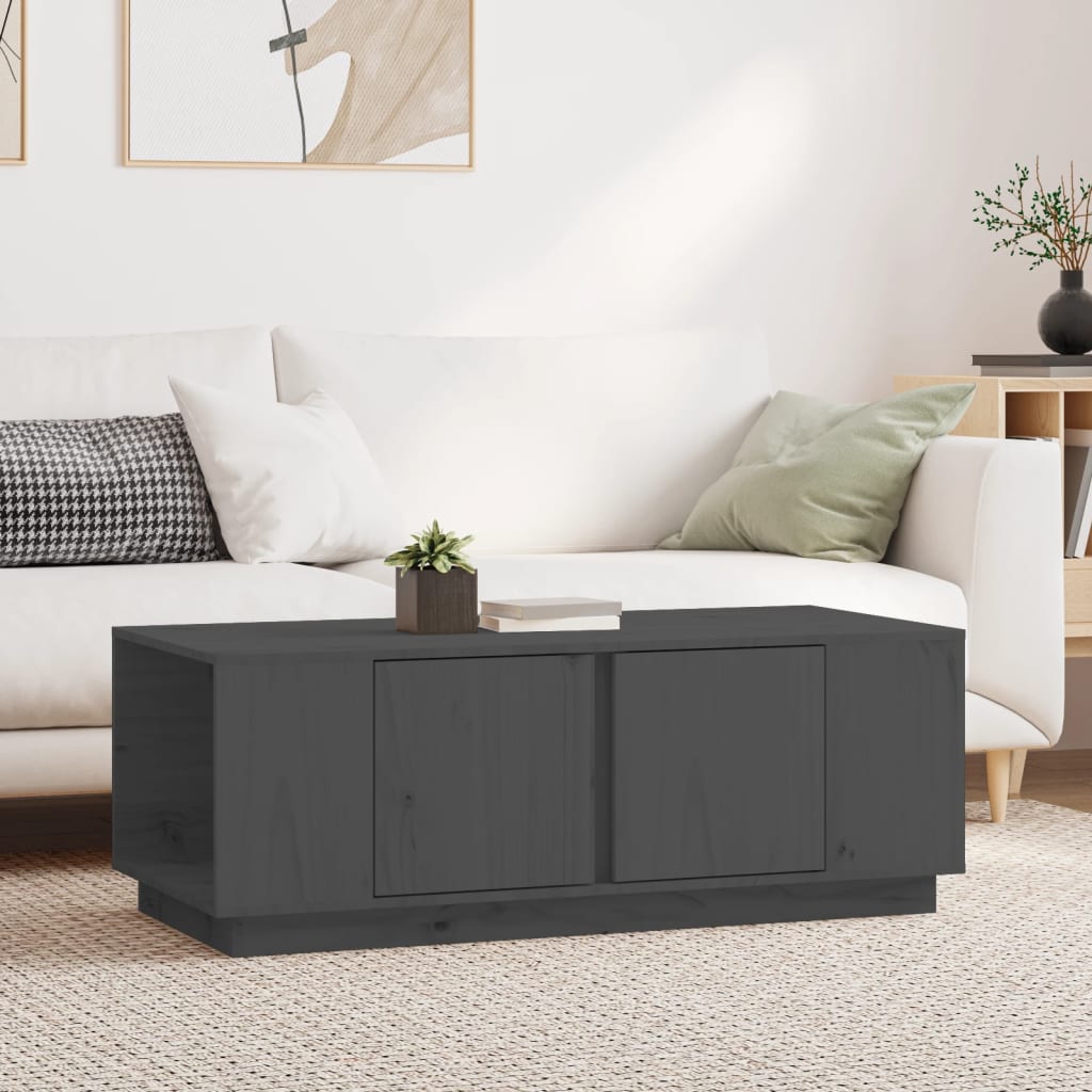 Tavolino da Salotto Grigio 110x50x40 cm Legno Massello di Pino | homemem39