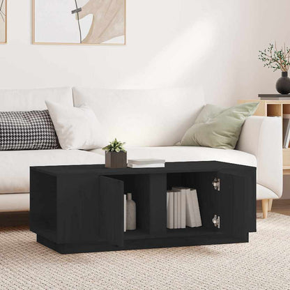Tavolino da Salotto Nero 110x50x40 cm Legno Massello di Pino