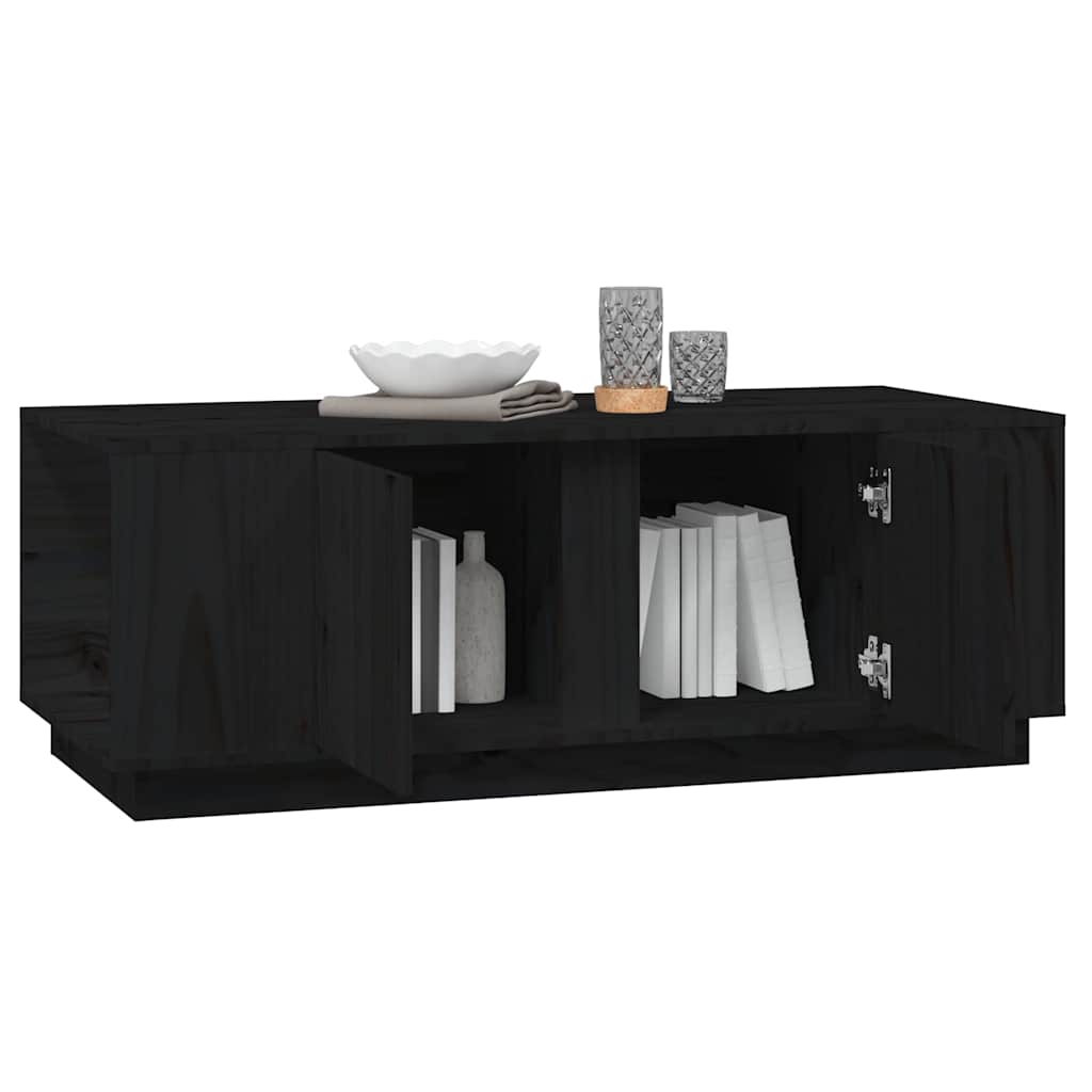 Tavolino da Salotto Nero 110x50x40 cm Legno Massello di Pino