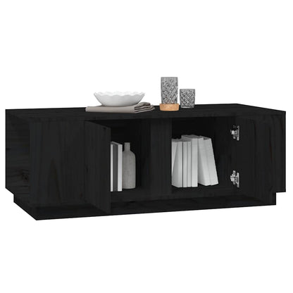 Tavolino da Salotto Nero 110x50x40 cm Legno Massello di Pino