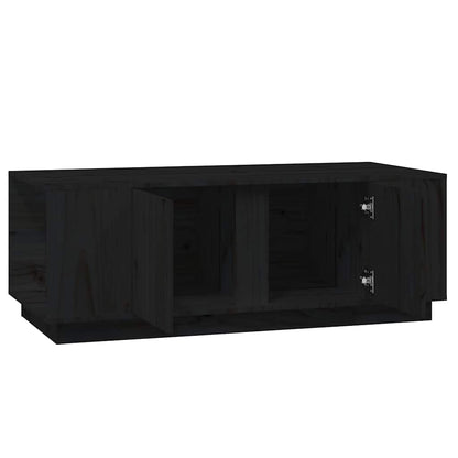 Tavolino da Salotto Nero 110x50x40 cm Legno Massello di Pino