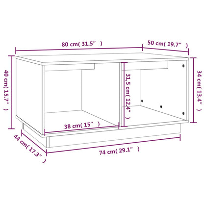 Tavolino da Salotto 80x50x40 cm Legno Massello di Pino | homemem39