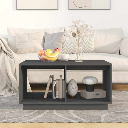 Tavolino da Salotto Grigio 80x50x40 cm Legno Massello di Pino