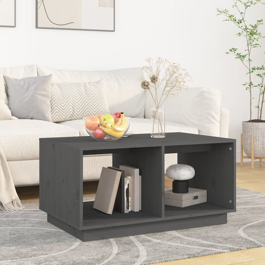 Tavolino da Salotto Grigio 80x50x40 cm Legno Massello di Pino | homemem39