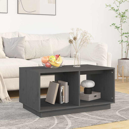 Tavolino da Salotto Grigio 80x50x40 cm Legno Massello di Pino