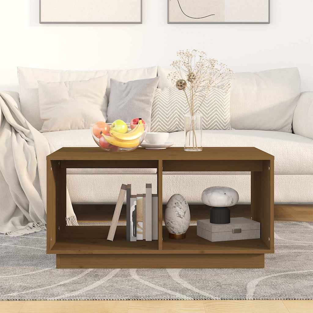 Tavolino da Salotto ambra 80x50x40 cm Legno Massello di Pino