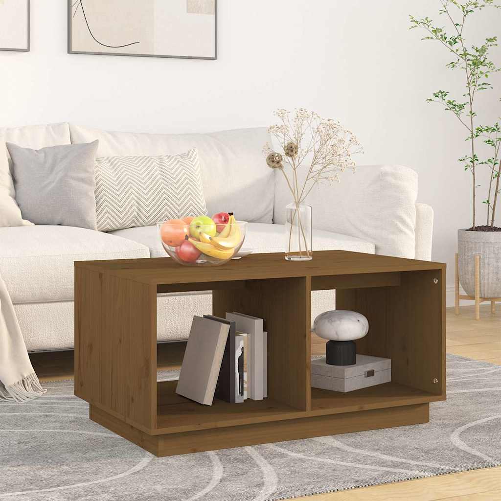 Tavolino da Salotto ambra 80x50x40 cm Legno Massello di Pino