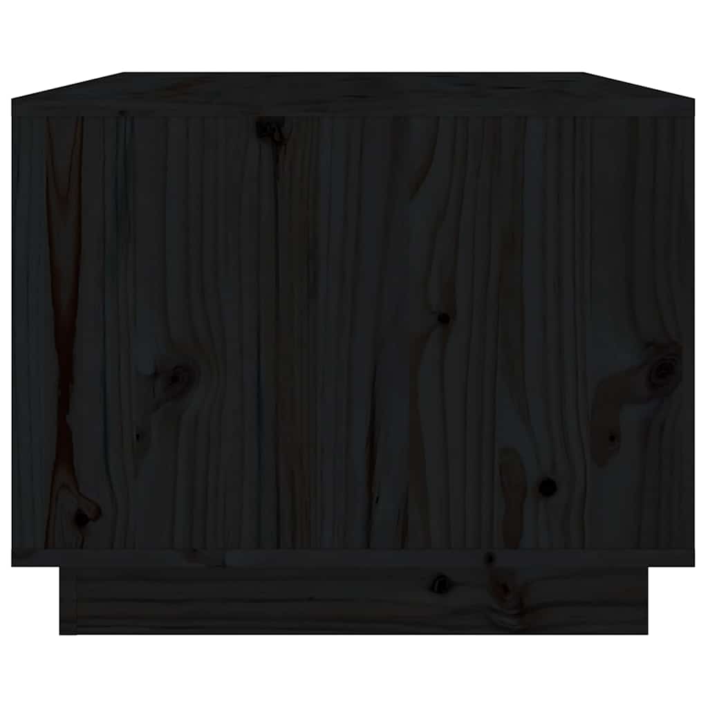 Tavolino da Salotto Nero 80x50x40 cm Legno Massello di Pino