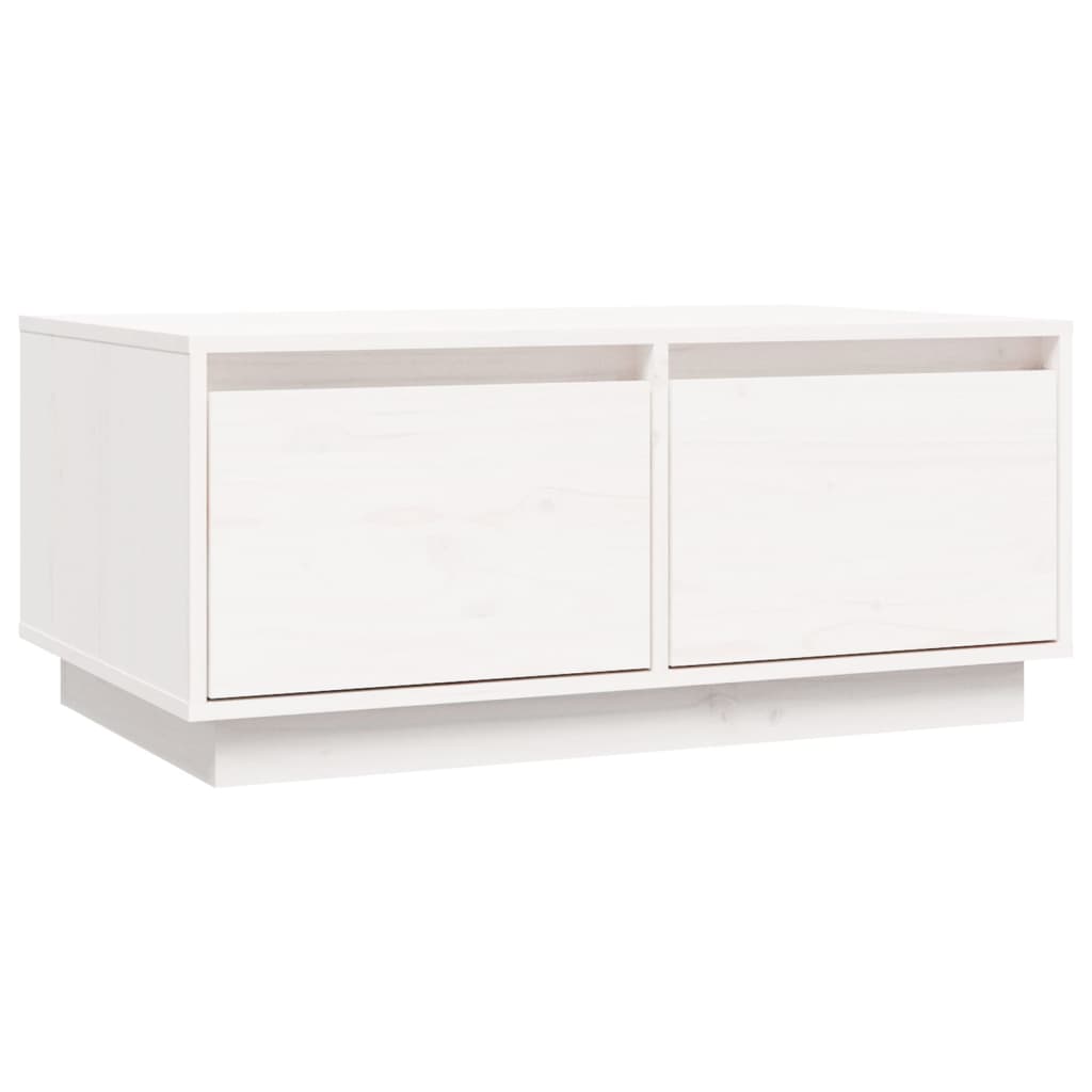 Tavolino da Salotto Bianco 80x50x35 cm Legno Massello di Pino | homemem39