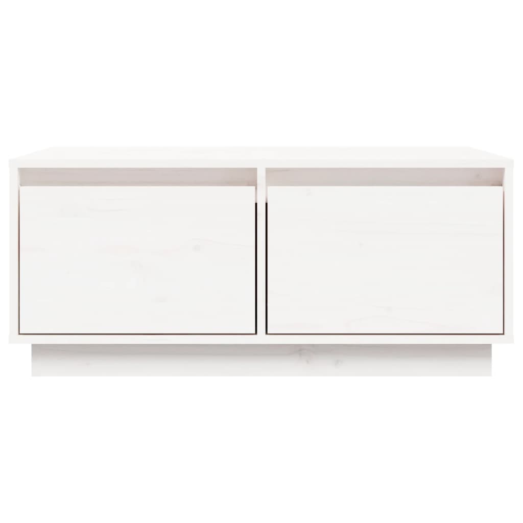 Tavolino da Salotto Bianco 80x50x35 cm Legno Massello di Pino | homemem39