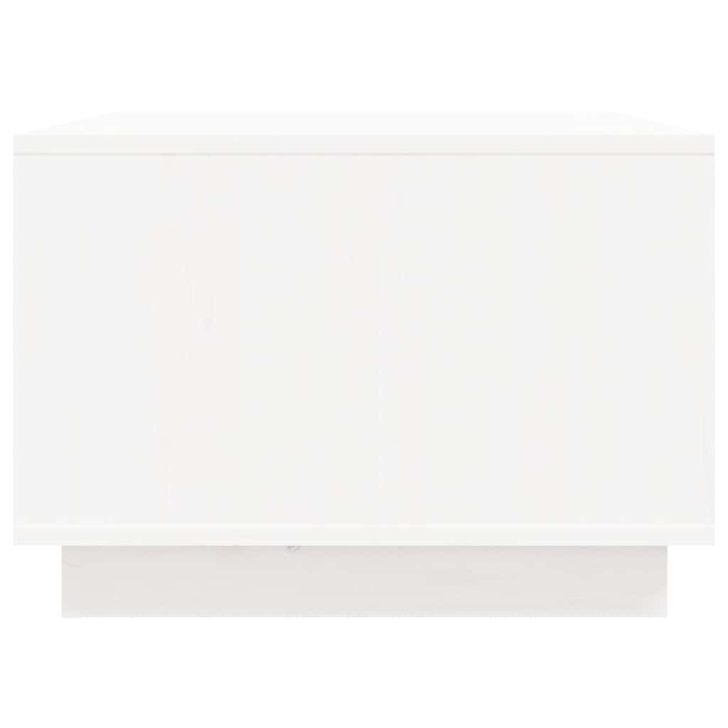 Tavolino da Salotto Bianco 80x50x35 cm Legno Massello di Pino