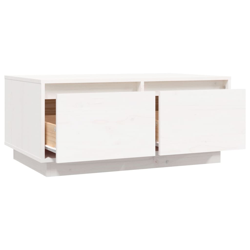 Tavolino da Salotto Bianco 80x50x35 cm Legno Massello di Pino | homemem39