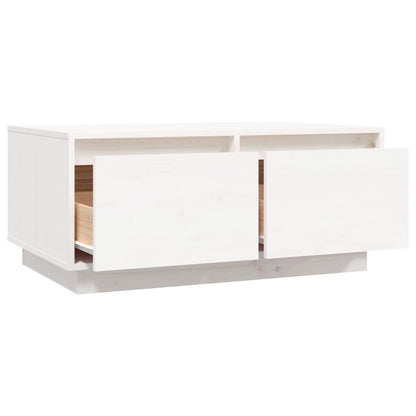 Tavolino da Salotto Bianco 80x50x35 cm Legno Massello di Pino | homemem39