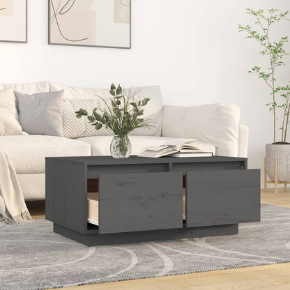 Tavolino da Salotto Grigio 80x50x35 cm Legno Massello di Pino | homemem39