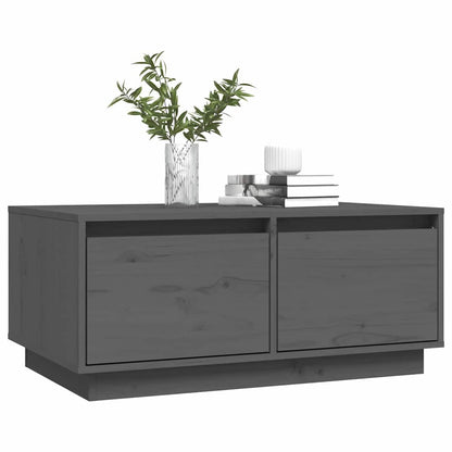 Tavolino da Salotto Grigio 80x50x35 cm Legno Massello di Pino