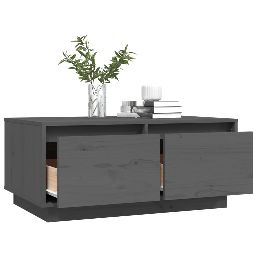 Tavolino da Salotto Grigio 80x50x35 cm Legno Massello di Pino | homemem39