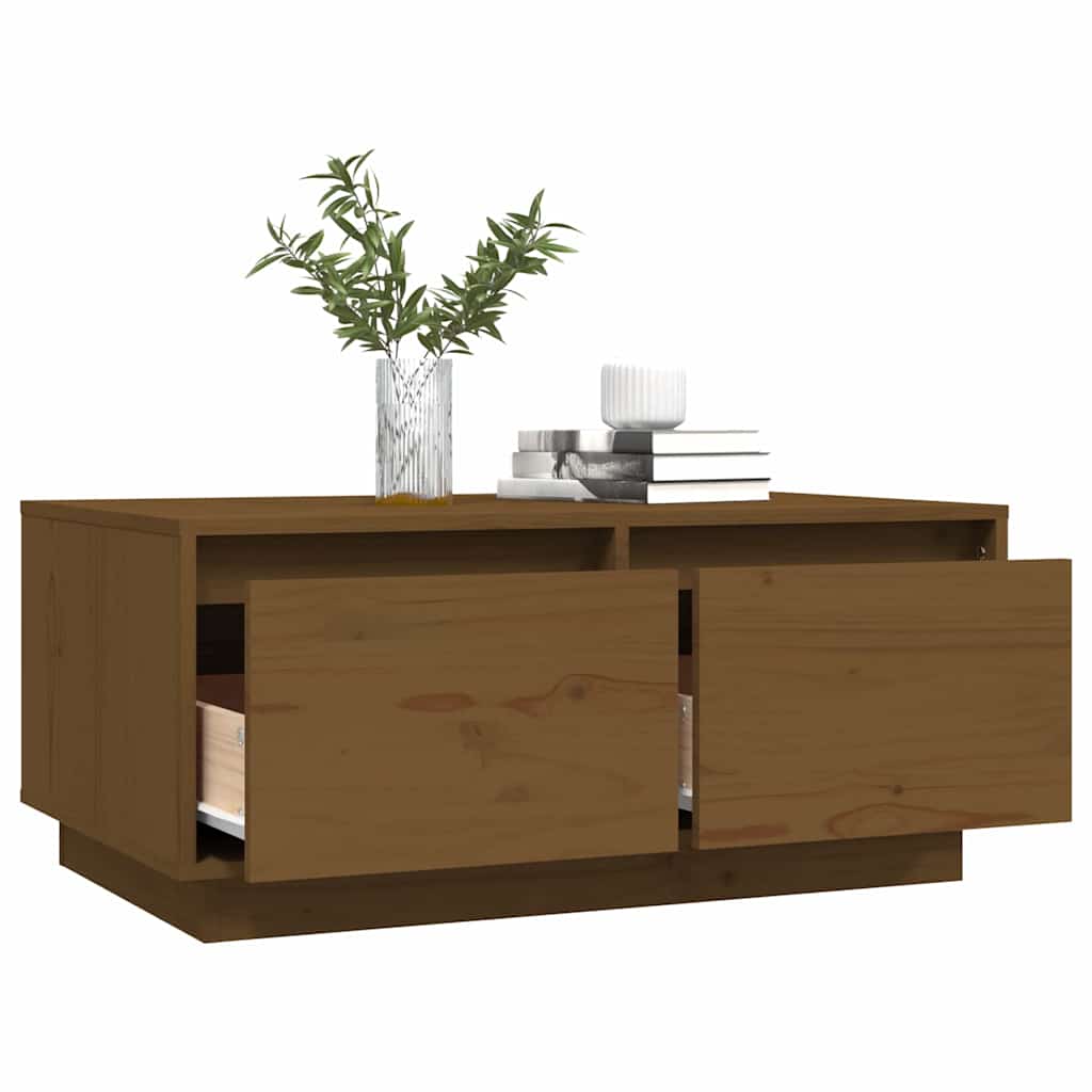 Tavolino da Salotto ambra 80x50x35 cm Legno Massello di Pino