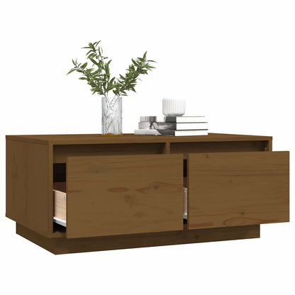 Tavolino da Salotto ambra 80x50x35 cm Legno Massello di Pino