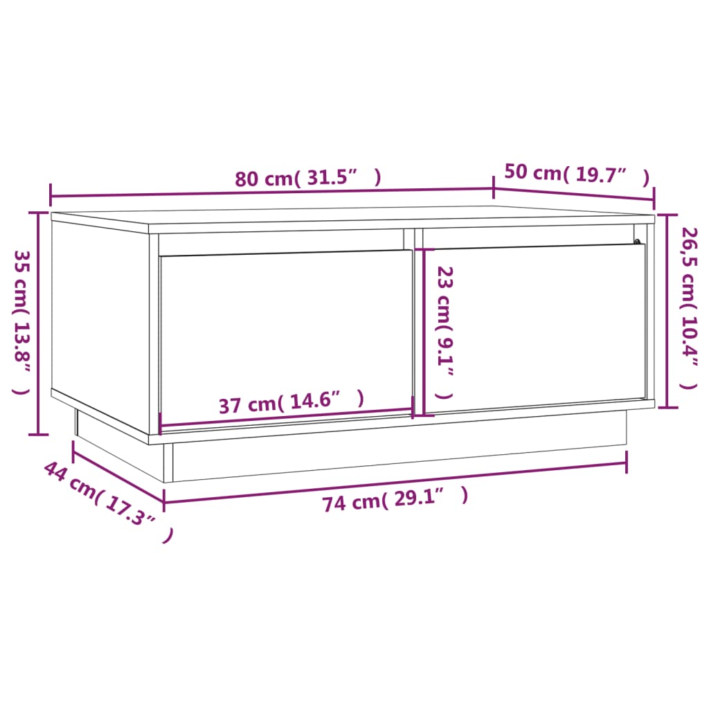 Tavolino da Salotto ambra 80x50x35 cm Legno Massello di Pino | homemem39