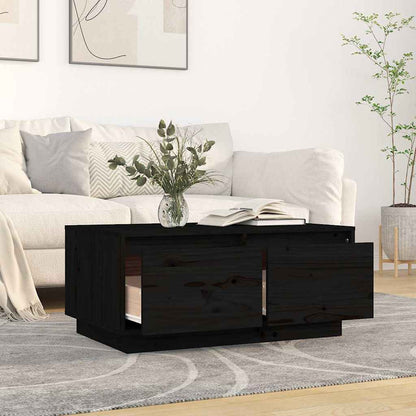 Tavolino da Salotto Nero 80x50x35 cm Legno Massello di Pino | homemem39