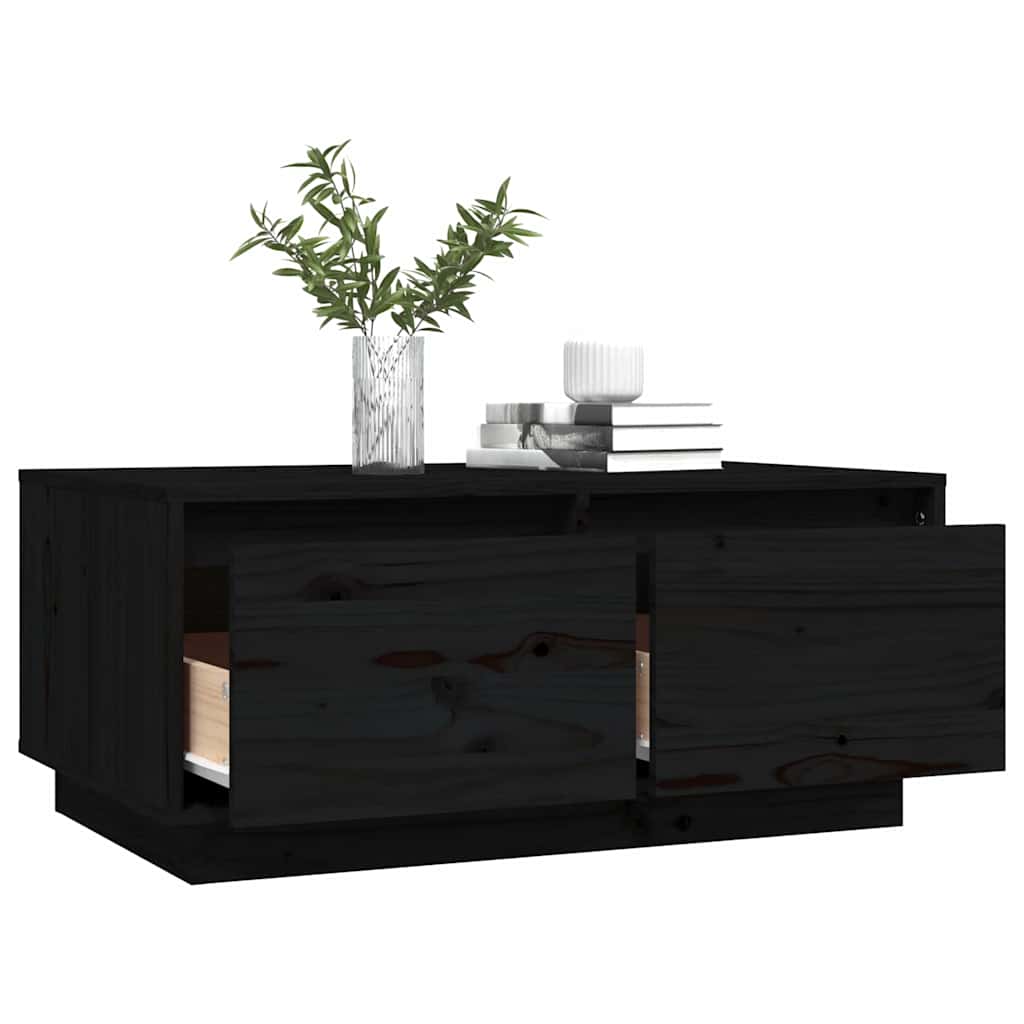 Tavolino da Salotto Nero 80x50x35 cm Legno Massello di Pino | homemem39