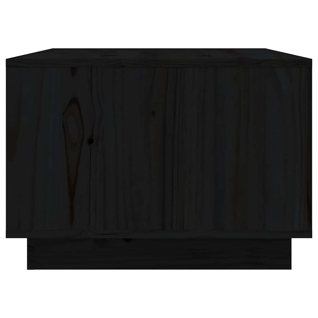 Tavolino da Salotto Nero 80x50x35 cm Legno Massello di Pino