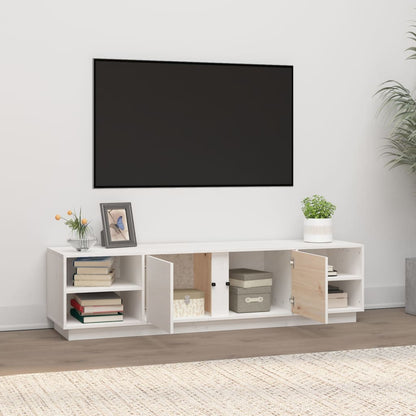 Mobile Porta TV Bianco 156x40x40 cm in Legno Massello di Pino - homemem39