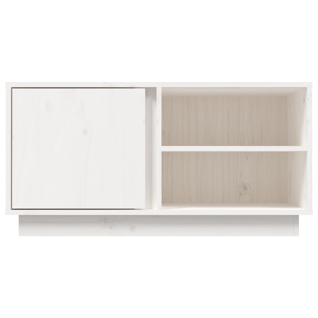 Mobile Porta TV Bianco 80x35x40,5 cm in Legno Massello di Pino - homemem39