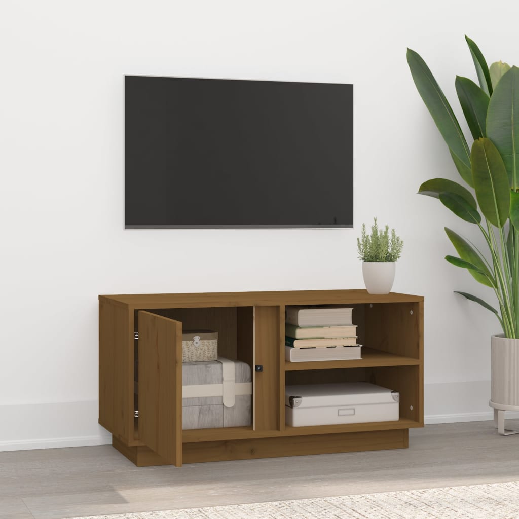 Mobile Porta TV ambra 80x35x40,5 cm in Legno Massello di Pino - homemem39