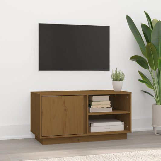 Mobile Porta TV ambra 80x35x40,5 cm in Legno Massello di Pino - homemem39