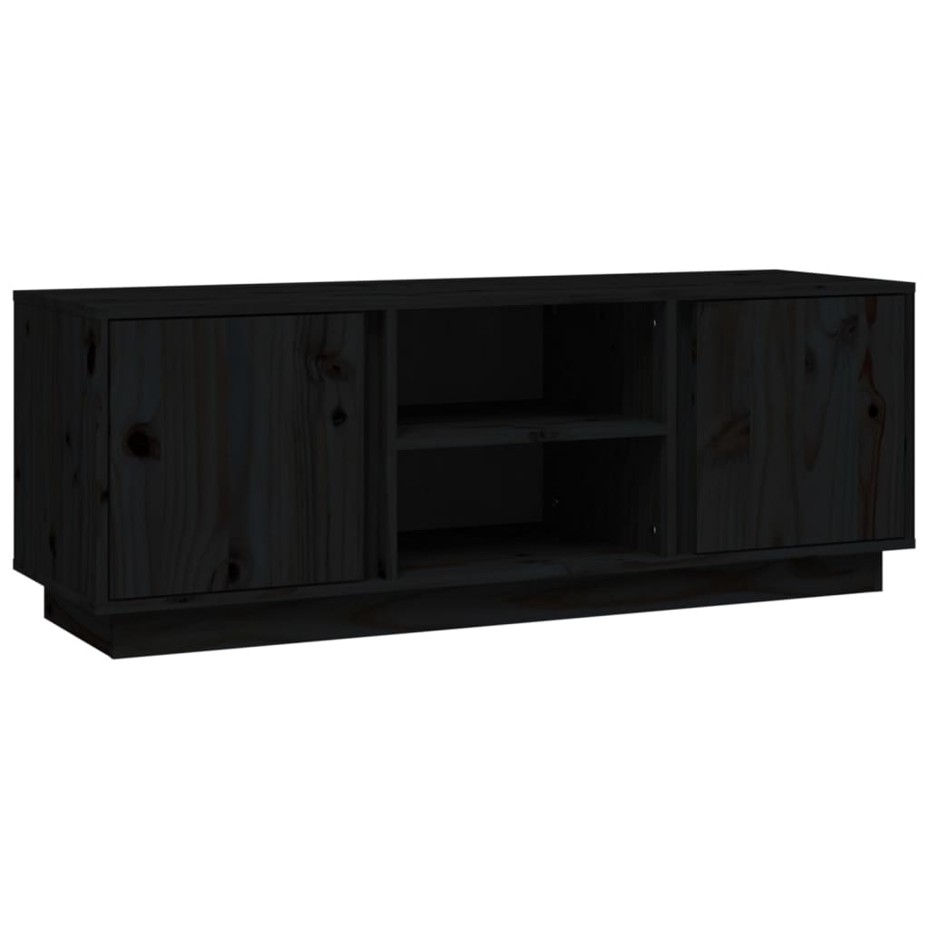 Mobile Porta TV Nera 110x35x40,5 cm in Legno Massello di Pino - homemem39
