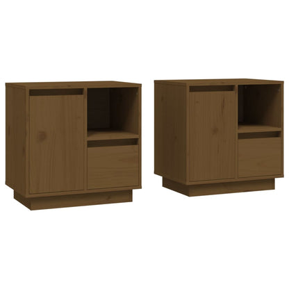 Comodini 2 pz ambra 50x34x50 cm in Legno Massello di Pino - homemem39