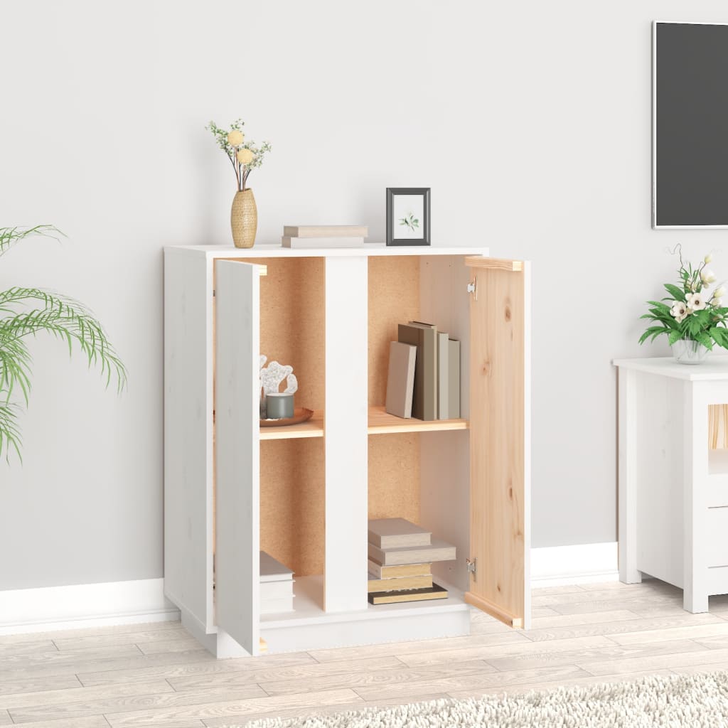 Credenza Bianca 60x35x80 cm in Legno Massello di Pino - homemem39