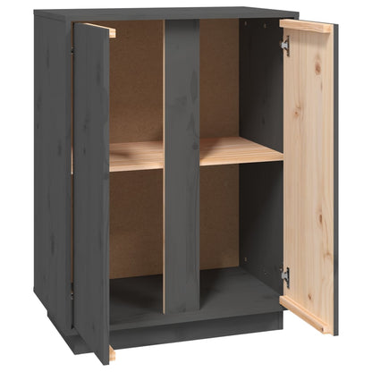 Credenza Grigia 60x35x80 cm in Legno Massello di Pino - homemem39