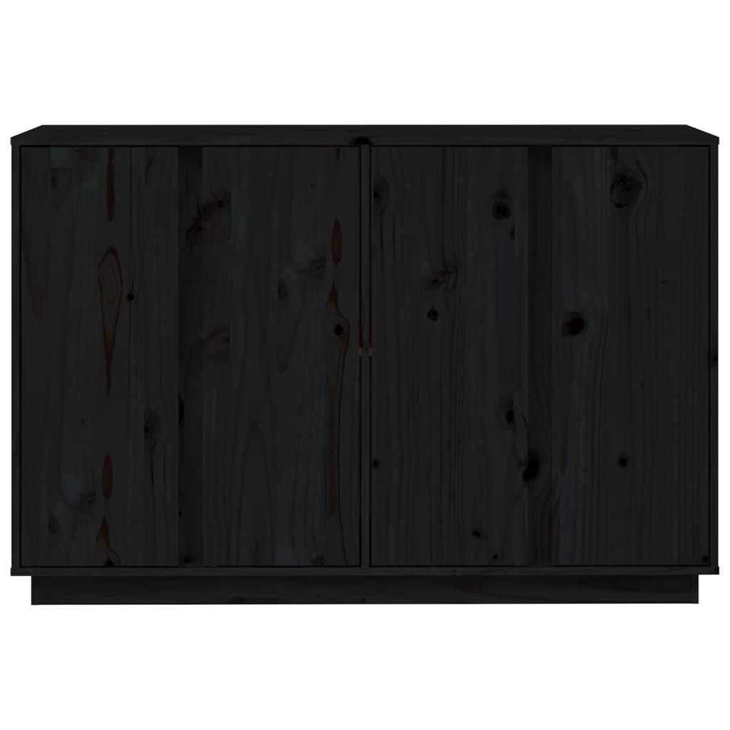 Credenza Nera 120x35x80 cm in Legno Massello di Pino - homemem39