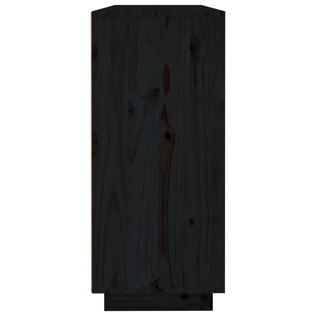 Credenza Nera 120x35x80 cm in Legno Massello di Pino - homemem39