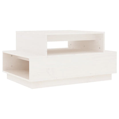 Tavolino da Salotto Bianco 80x55x40,5 cm Legno Massello di Pino | homemem39