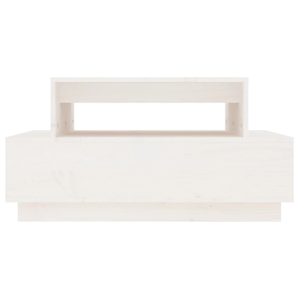 Tavolino da Salotto Bianco 80x55x40,5 cm Legno Massello di Pino | homemem39